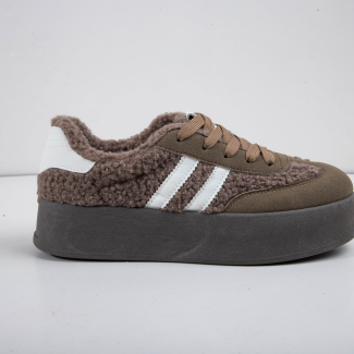 Lady's woolen sheepskin platform cotton shoes