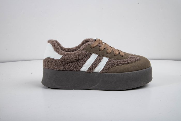Lady's woolen sheepskin platform cotton shoes