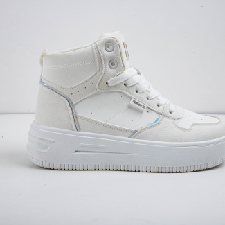 Lady's simple high-top white sneakers for casual wear